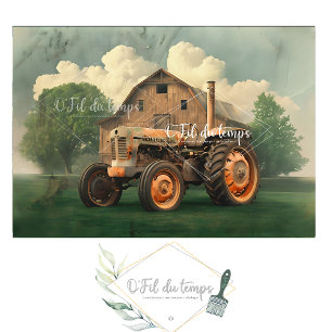 Vintage McCormick-Deering Tractor And Old Barn Tissue Paper