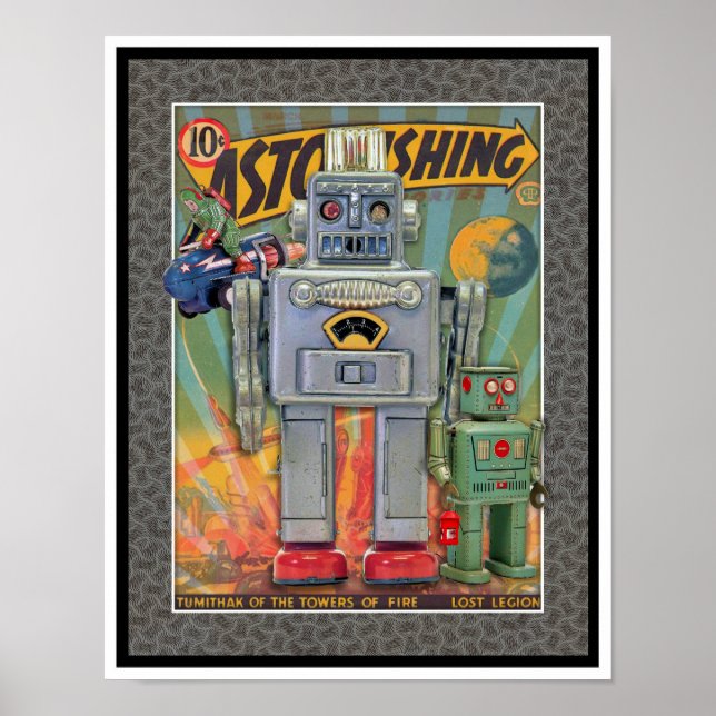 VINTAGE MCM SPACE TOYS PRINT (Front)
