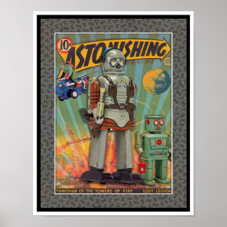 VINTAGE MCM SPACE TOYS PRINT
