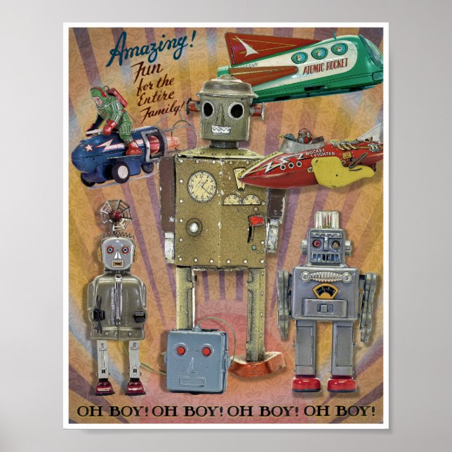 VINTAGE MCM SPACE TOYS PRINT (Front)