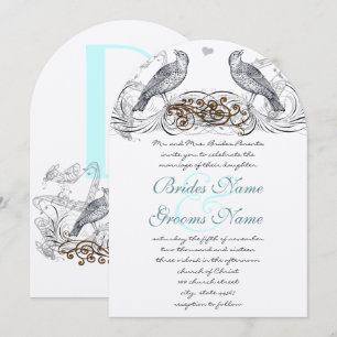 Vintage Meadowlark Love Birds Wedding Invitation