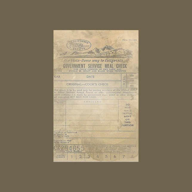 Vintage Meal Check Scrapbook Paper (Creator Uploaded)