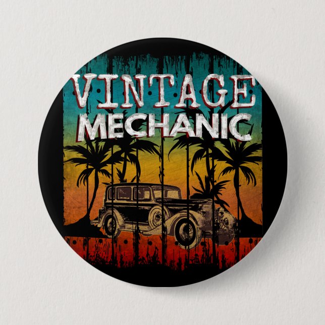 VINTAGE MECHANIC 7.5 CM ROUND BADGE (Front)