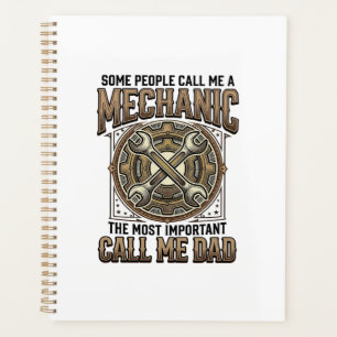 Vintage Mechanic Dad Gear Wrench Father Design_1 Planner