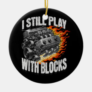 Vintage Mechanic Garage Car Engine I Still Play Wi Ceramic Tree Decoration