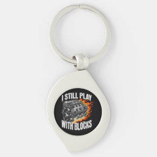 Vintage Mechanic Garage Car Engine I Still Play Wi Key Ring