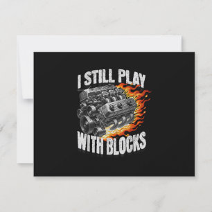 Vintage Mechanic Garage Car Engine I Still Play Wi RSVP Card