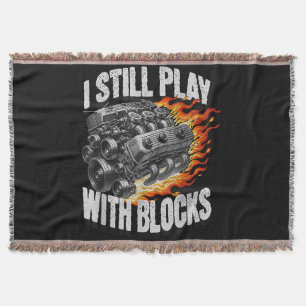 Vintage Mechanic Garage Car Engine I Still Play Wi Throw Blanket