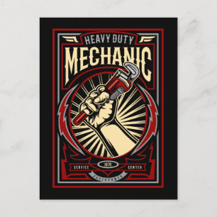 Vintage Mechanic Garage Mancave   Postcard