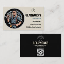 Vintage Mechanic Mascot QR Code Auto Repair