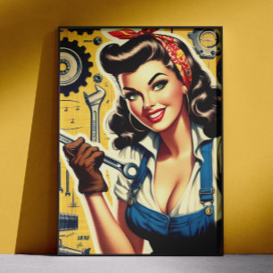 Vintage Mechanic Pin-up Poster
