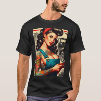 Vintage Mechanic Pin-Up  T-Shirt