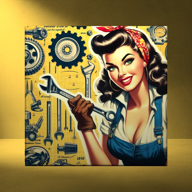 Vintage Mechanic Pin-up Tile (Creator Uploaded)