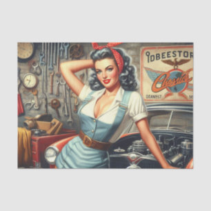 Vintage Mechanic Pin Up Tissue Paper