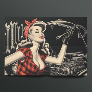 Vintage Mechanic Pin Up Tissue Paper