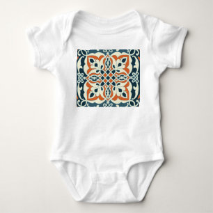 Vintage Medallion: Colourful Seamless Pattern Baby Bodysuit
