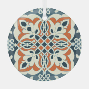 Vintage Medallion: Colourful Seamless Pattern Glass Tree Decoration