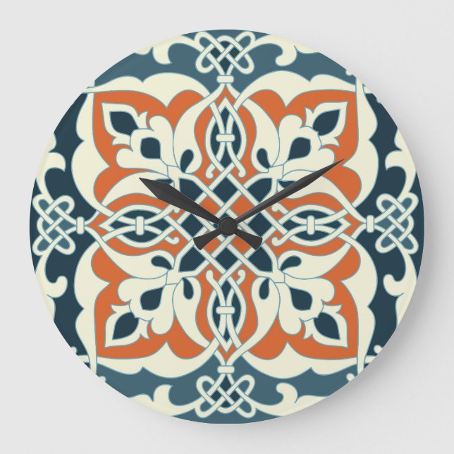 Vintage Medallion: Colourful Seamless Pattern Large Clock (Front)
