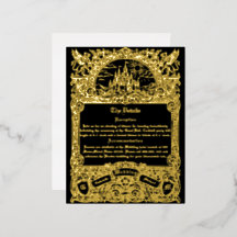 Vintage Mediaeval Black Gold Foil Wedding Details