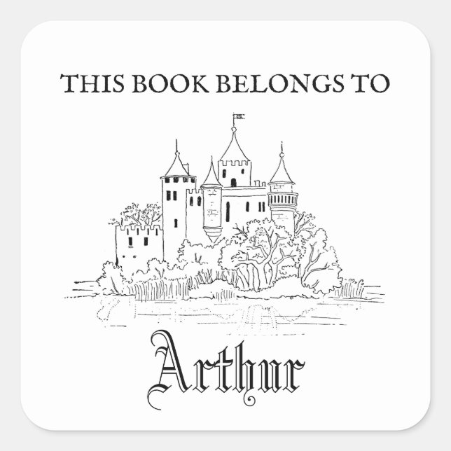 Vintage mediaeval castle Book Plate Sticker (Front)