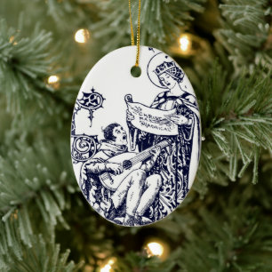 Vintage Mediaeval Christmas Carolers Art Nouveau Ceramic Tree Decoration