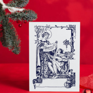 Vintage Mediaeval Christmas Carolers Art Nouveau Holiday Card