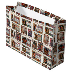 Vintage Mediaeval Christmas Collage Large Gift Bag