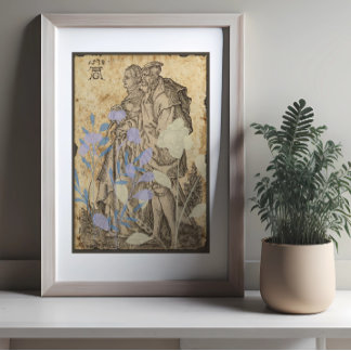 Vintage Mediaeval Couple Decoupage Poster
