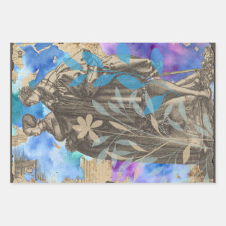 Vintage Mediaeval Couples Wrapping Paper Sheet Set