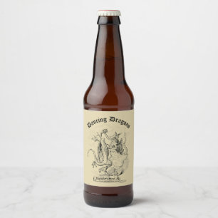 Vintage Mediaeval Dancing Dragons Template Beer Bottle Label