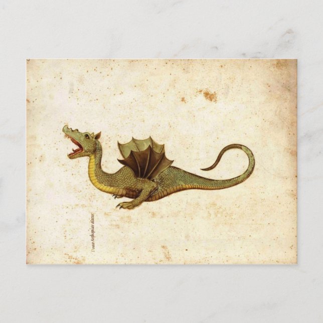 Vintage Mediaeval Dragon Design Postcard (Front)