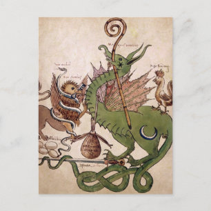 Vintage Mediaeval Dragon Parchment Postcard