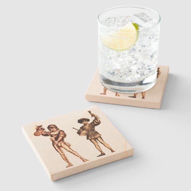 "Vintage Mediaeval Drink Servers" Stone Coaster (Side)