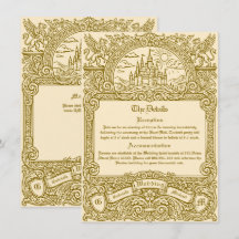 Vintage Mediaeval Fantasy Gold Engraved Wedding