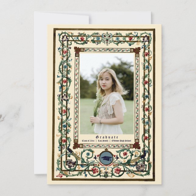 Vintage "Mediaeval" Illuminated Graduation Invitation (Front)