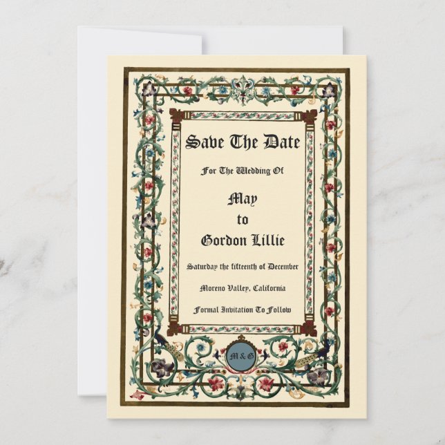 Vintage "Mediaeval" Illuminated Wedding Invitation (Front)