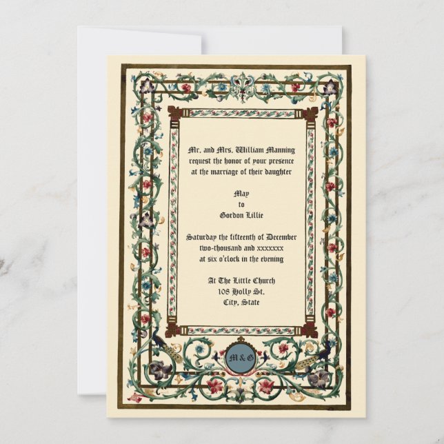Vintage "Mediaeval" Illuminated Wedding Invitation (Front)