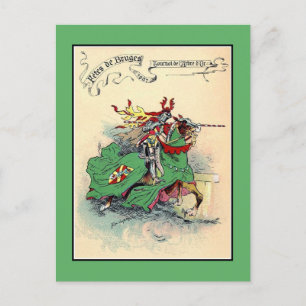 Vintage Mediaeval knights tournament Bruges Postcard