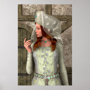 Vintage Mediaeval Princess Renaissance Art Poster