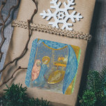 Vintage Mediaeval Religious Christmas Nativity Square Sticker<br><div class="desc">Vintage Christmas image extracted from a 14th century catholic mediaeval illuminated manuscript. It represents a classical traditional Nativity Scene featuring the Holy Family with the Blessed Virgin Mary, Saint Joseph and the Infant Jesus Christ in the manger in Bethlehem. Great religious christian christmas sticker for your holiday card's enveloppes or...</div>