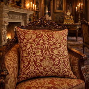 Vintage Mediaeval Renaissance Style Urns Pattern Cushion