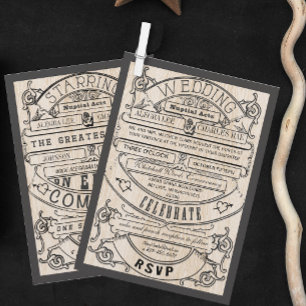 Vintage Mediaeval Renaissance Typography Wedding Invitation
