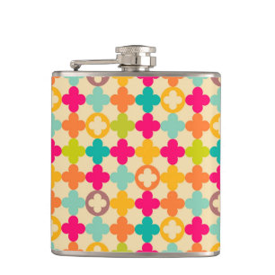 Vintage mediaeval rosette pattern hip flask