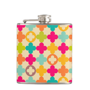 Vintage mediaeval rosette pattern hip flask
