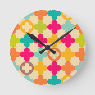 Vintage mediaeval rosette pattern round clock