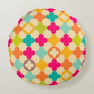 Vintage mediaeval rosette pattern round cushion
