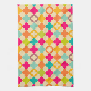 Vintage mediaeval rosette pattern tea towel