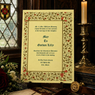 Vintage Mediaeval Style Floral Vine Wedding Invitation