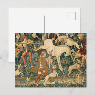 Vintage Mediaeval Unicorn Defends Himself Art Postcard
