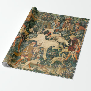 Vintage Mediaeval Unicorn Defends Himself Art Wrapping Paper